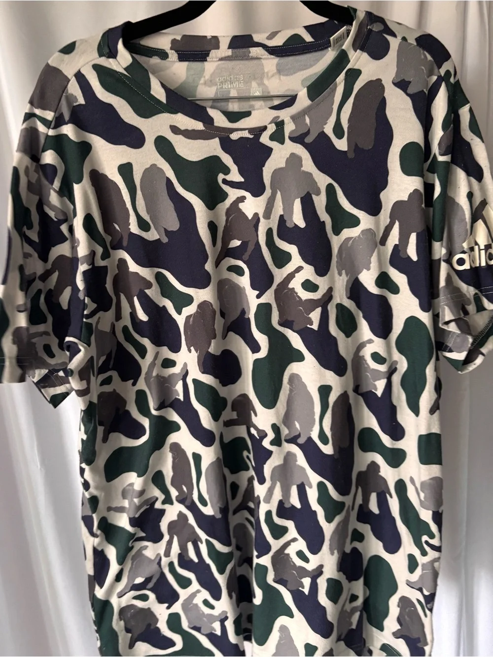 adidas Short-Sleeve Camo Tee in Green, Gray & Navy